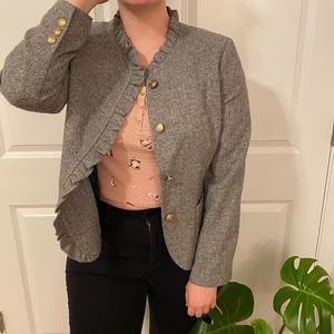 Ruffled Wool Jacket with Peplum Back